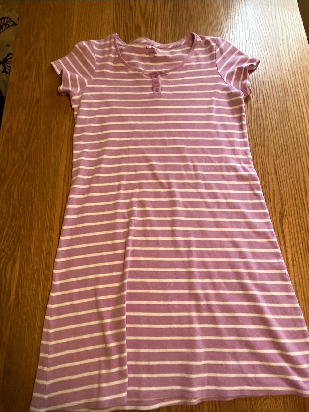L.L. Bean Women Size XS Reg. Striped Casual Shirt Dress Lavender Cotton